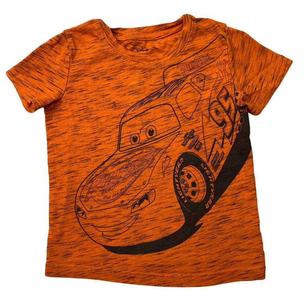 Disney Cars Boys 3T Lighting McQueen Tee Shirt Orange Black Halloween Cotton